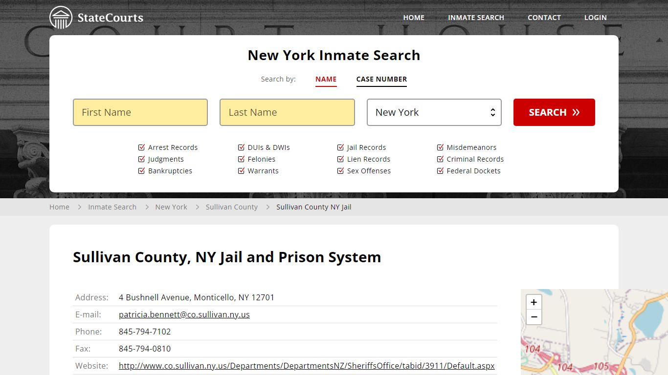 Sullivan County NY Jail Inmate Records Search, New York - StateCourts